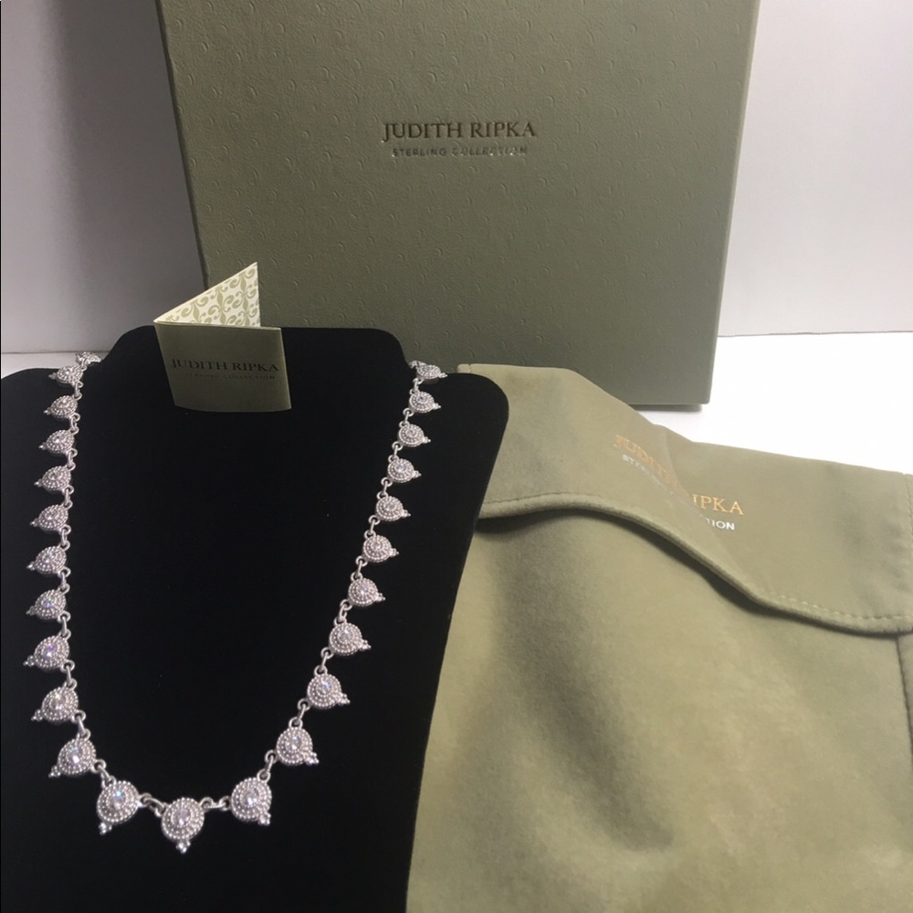 JUDITH RIPKA STERLING COLLECTION DIAMONIQUE DEW DROP NECKLACE. New In Box